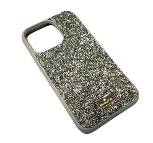 Луксозен твърд гръб Swarovski за Apple iPhone 13 6.1'' - сребрист / камъни