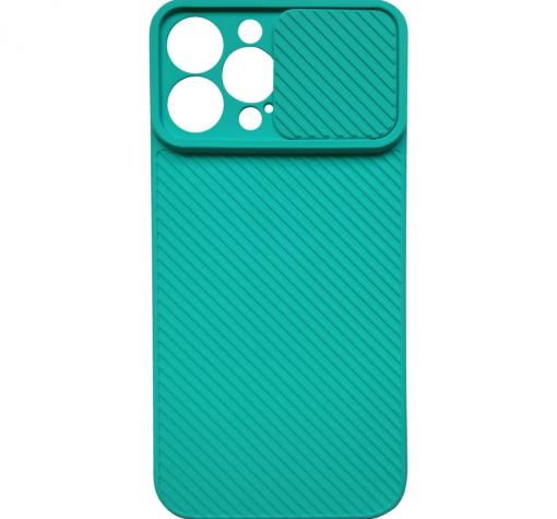 Удароустойчив силиконов калъф / гръб / TPU Slide Camera Lens за Apple iPhone 13 Pro Max 6.7" - тюркоаз
