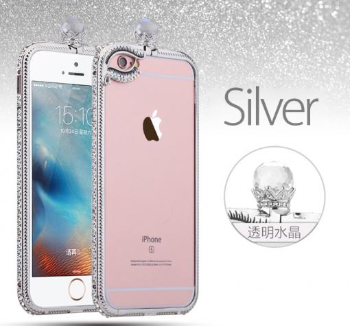 Луксозен бъмпер с камъни за Apple iPhone 6 / iPhone 6S - Silver