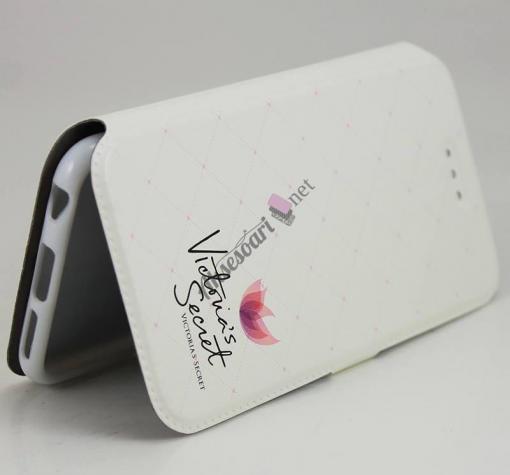 Кожен калъф Flip тефтер Flexi със стойка за Apple iPhone 7 Plus - бял / Victoria`s Secret