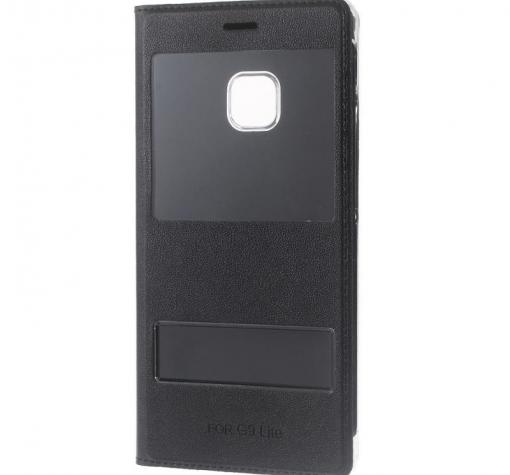 Кожен калъф S-View Flip Cover тефтер за Huawei P9 Lite - черен