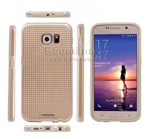 Твърд гръб MOTOMO TPU PC Hybrid Case за Samsung S6 Edge G925 - златист
