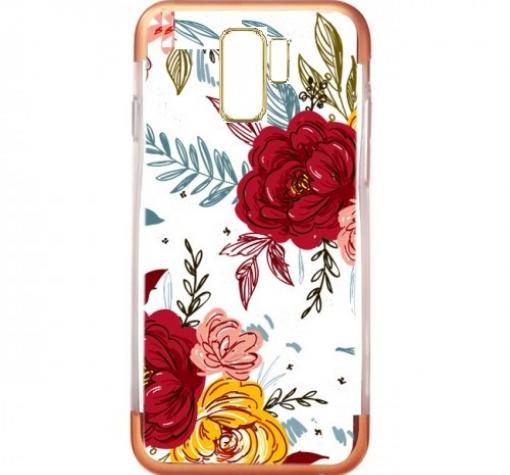 Силиконов калъф / гръб / TPU за Samsung S9 G960 - цветя / Rose Gold кант