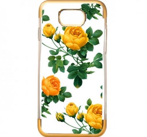 Силиконов калъф / гръб / TPU за Samsung S8 G950 - жълти рози / златист кант