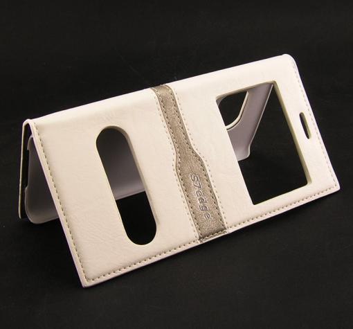 Кожен калъф Flip Cover S-View New Face за Samsung S7 Edge G935 - бял