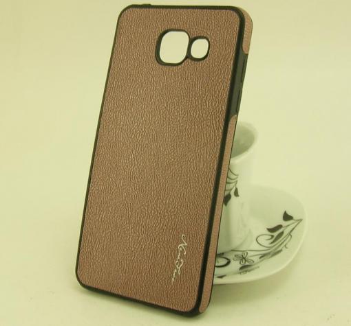 Луксозен силиконов калъф / гръб / TPU New Face за Samsung A5 2016 A510 - светло кафяв / имитиращ кожа