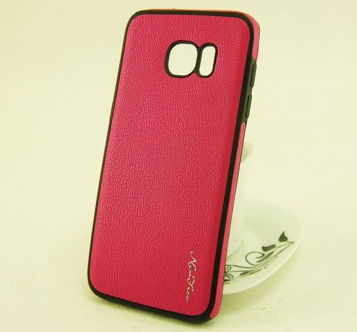 Луксозен силиконов калъф / гръб / TPU New Face за Samsung S7 Edge G935 - цикламен / имитиращ кожа