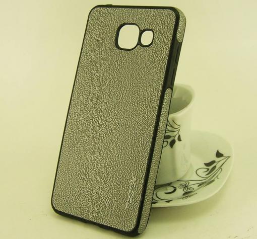 Луксозен силиконов калъф / гръб / TPU New Face за Samsung A5 2016 A510 - сив / имитиращ кожа