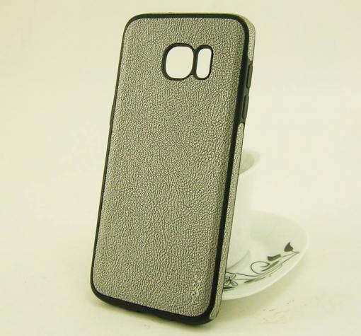 Луксозен силиконов калъф / гръб / TPU New Face за Samsung S7 Edge G935 - сив / имитиращ кожа