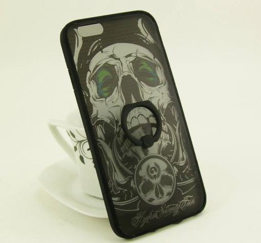 Твърд гръб със стойка за Apple iPhone 6 / iPhone 6S - черен / череп