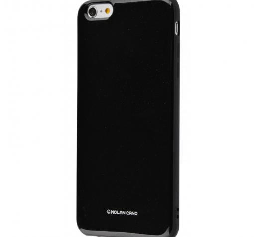 Силиконов калъф / гръб / Molan Cano Glossy Jelly Case за Apple iPhone 6 / iPhone 6S - черен / гланц / брокат