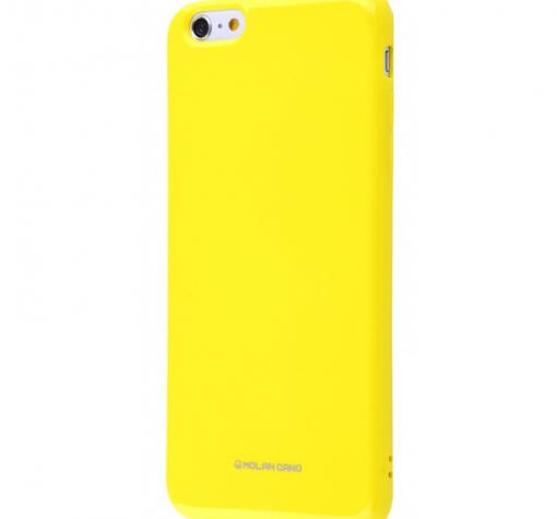 Силиконов калъф / гръб / Molan Cano Glossy Jelly Case за Apple iPhone 6 / iPhone 6S - жълт / гланц / брокат