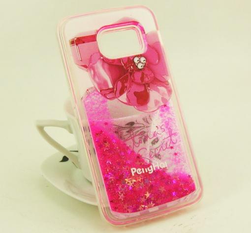 Силиконов калъф / гръб / TPU 3D за Samsung S6 Edge G925 - парфюм / Victoria`s Secret / розов брокат