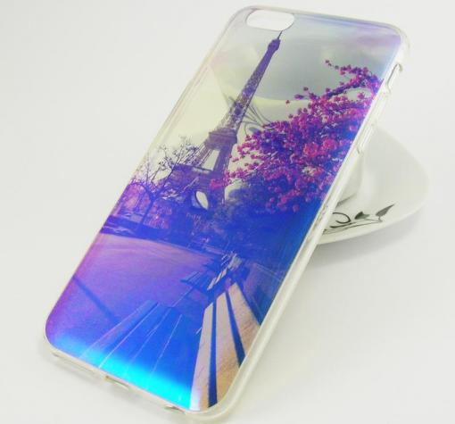 Луксозен силиконов калъф / гръб / TPU с брокат за Apple iPhone 6 Plus / iPhone 6S Plus - Айфелова кула / цветен