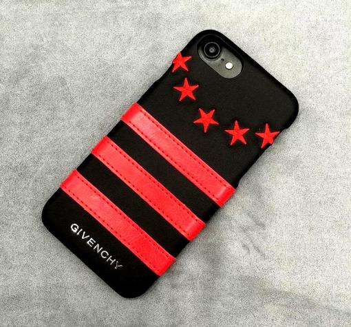 Оригинален гръб GIVENCHY за Apple iPhone 7 - черен / червени ленти