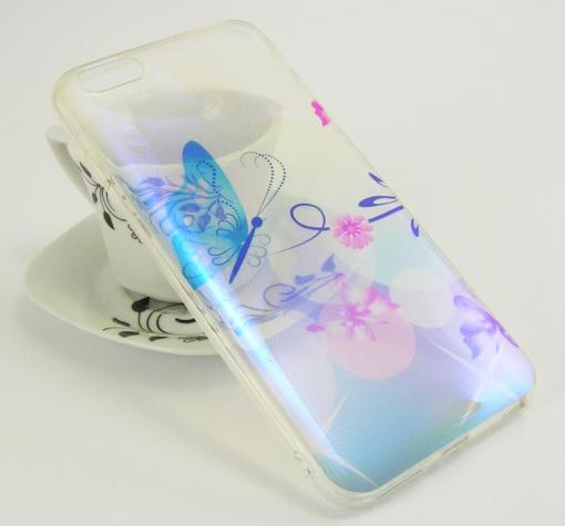 Луксозен силиконов калъф / гръб / TPU с брокат за Apple iPhone 6 Plus / iPhone 6S Plus - цветя и пеперуди