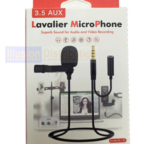 Щипка с микрофон Lavalier 3.5mm Aux GL-142 / Clip-on Microphone - черна