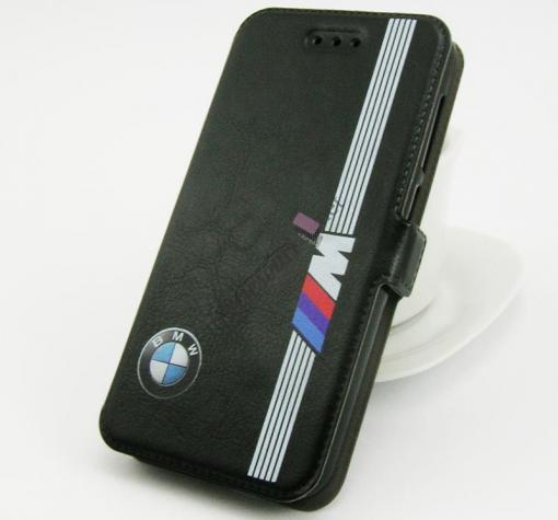 Кожен калъф Flip тефтер със стойка за Samsung J3 / J3 2016 J320 - BMW черен с бяло райе
