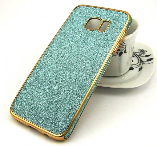 Луксозен силиконов калъф / гръб / TPU за Samsung S7 Edge G935 - резеда с брокат