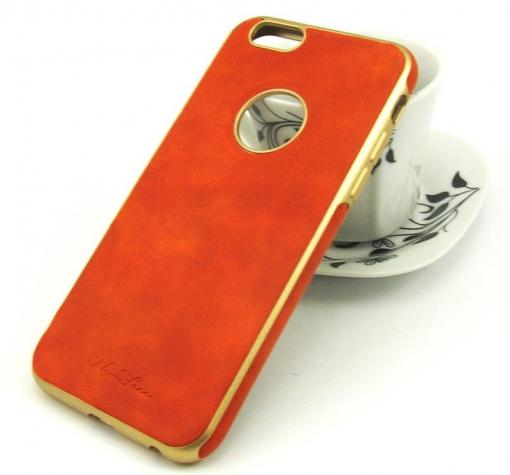 Луксозен силиконов калъф / гръб / TPU New Face за Apple iPhone 6 / iPhone 6S - светло кафяв / имитиращ кожа