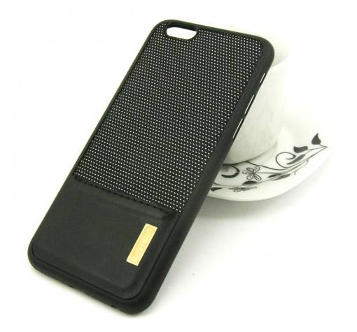 Луксозен твърд гръб A-Stone за Apple iPhone 6 / iPhone 6S - черен / имитиращ кожа