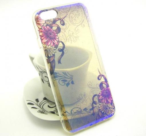 Луксозен силиконов калъф / гръб / TPU за Apple iPhone 6 / iPhone 6S - цветя / блестящ