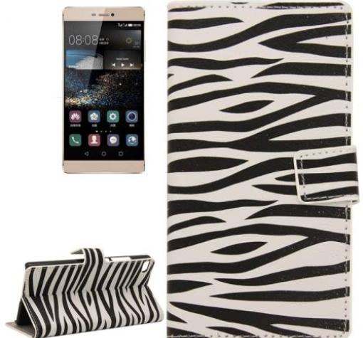 Кожен калъф Flip тефтер със стойка за Huawei Ascend P8 - зебра