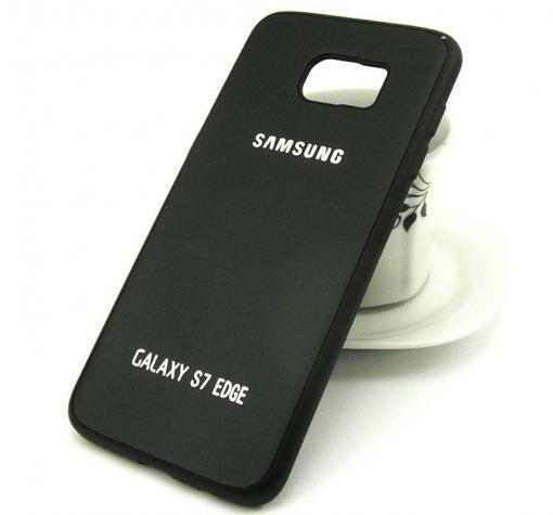 Луксозен твърд гръб със силиконов кант за Samsung S7 Edge G935 - черен