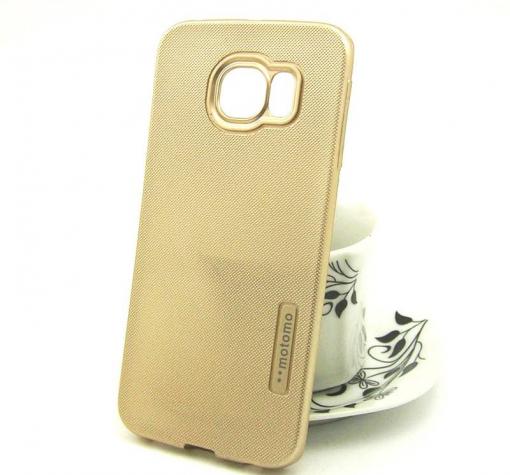 Силиконов калъф / гръб / TPU MOTOMO за Samsung S6 Edge G925 - златист / релефен