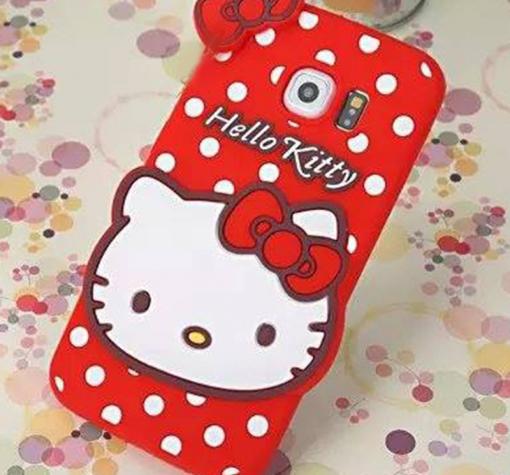 Силиконов калъф / гръб / TPU 3D за Samsung S7 G930 - Hello Kitty / червен
