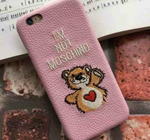 Оригинален гръб Moschino за Apple iPhone 6 / iPhone 6S - розов / мече