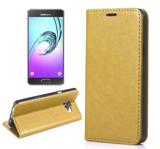 Кожен калъф Flip тефтер със стойка за Samsung A5 2017 A520 - златист