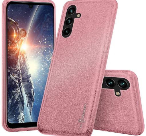 Силиконов калъф / гръб / кейс TPU за Samsung A54 5G - розов кейс с брокат