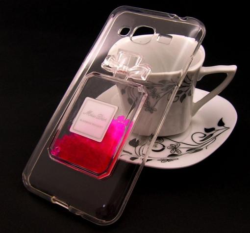 Луксозен силиконов калъф / гръб / TPU 3D за Samsung J3 / J3 2016 J320 - прозрачен / парфюм / розови сърца