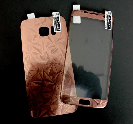 Удароустойчив извит скрийн протектор 360° / 3D Full Cover / за Samsung S6 Edge - лице и гръб / Rose Gold / призма