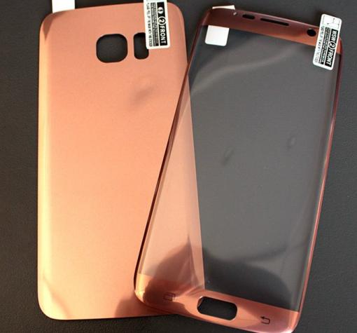 Удароустойчив извит скрийн протектор 360° / 3D Full Cover / за Samsung S7 Edge - лице и гръб / Rose Gold