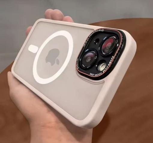 Луксозен твърд гръб / кейс / SONIC Case с безжично зареждане MagSafe за Apple iPhone 16 (6.1) - светло розов / прозрачен