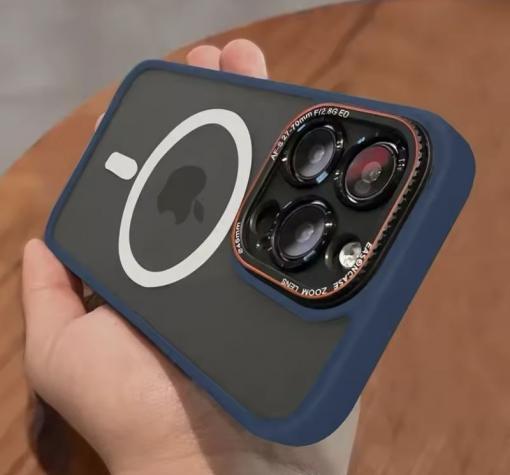 Луксозен твърд гръб / кейс / SONIC Case с безжично зареждане MagSafe за Apple iPhone 16 (6.1) - син / прозрачен