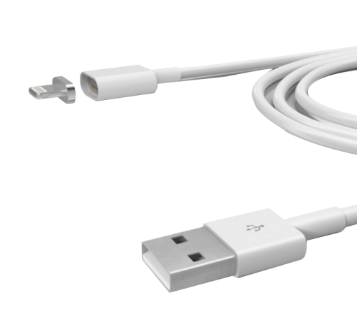 Магнитен USB кабел за iOS (iPhone) - бял