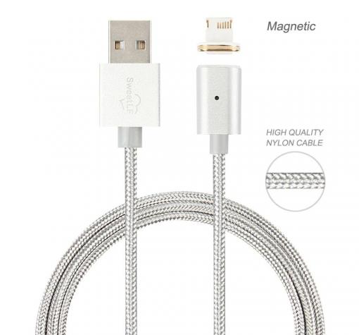Магнитен USB кабел за iOS (iPhone) - сребрист