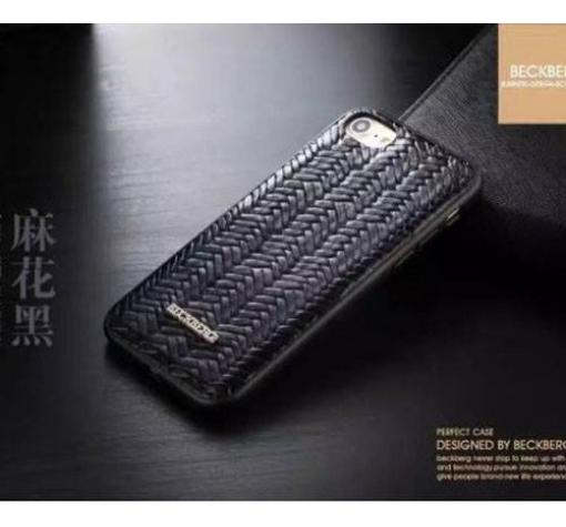 Оригинален гръб BECKBERG Diplomat Series за Apple iPhone 7 Plus - черен / едра плитка