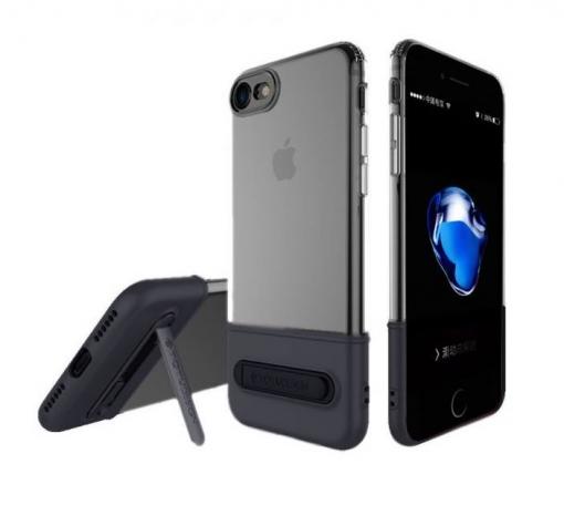 Оригинален гръб TOTU DESIGN със стойка за Apple iPhone 7- прозрачен с черно