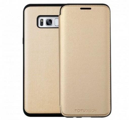 Луксозен кожен калъф Flip тефтер TOTU Design Acme Series за Samsung S8 G950 - златист