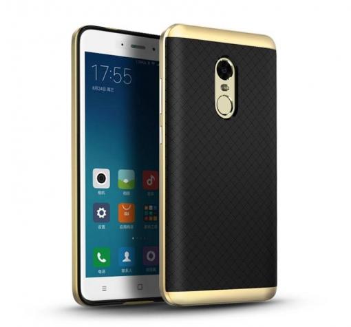 Силиконов калъф / гръб / TPU за Xiaomi RedMi Note 4 - черен / ромбове / златист кант