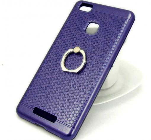Твърд гръб MOTOMO TPU + PC Hybrid Case със стойка за Huawei P9 Lite - син / черен кант
