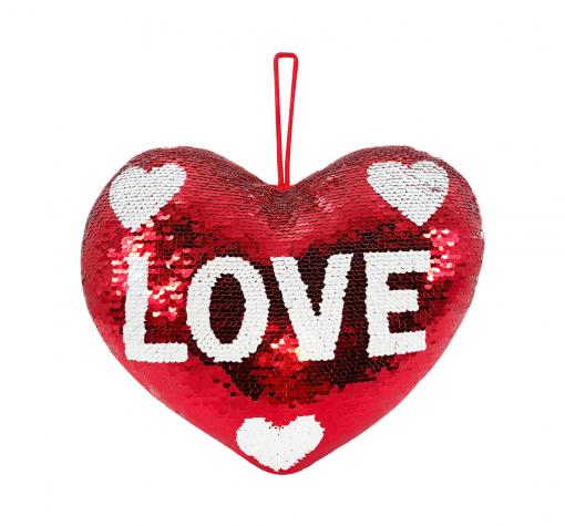 Плюшено сърце с пайети / Reversible Love Heart - среден размер 30 см