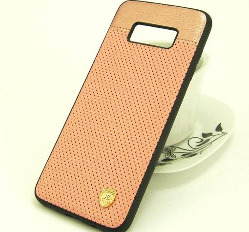 Луксозен кожен твърд гръб AIRBIRD със силиконов кант за Samsung S8 G950 - Rose Gold / Grid