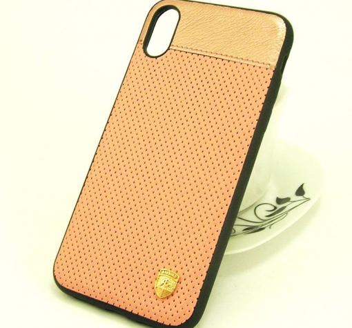 Луксозен кожен твърд гръб AIRBIRD със силиконов кант за Apple iPhone X - Rose Gold / Grid