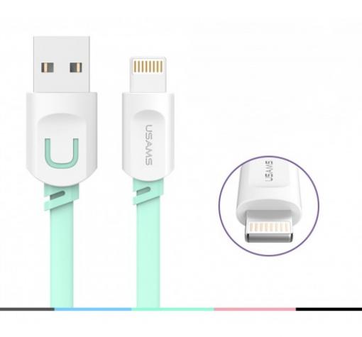 Оригинален USB кабел USAMS за зареждане и пренос на данни за iOS (iPhone) - мента