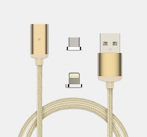 Магнитен USB кабел за iOS (iPhone) - златист